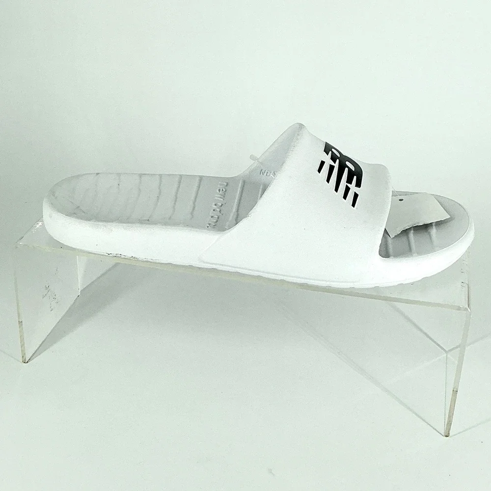 New Balance Mens Size 10 100 Slide Sandals NEW White Black Logo $40